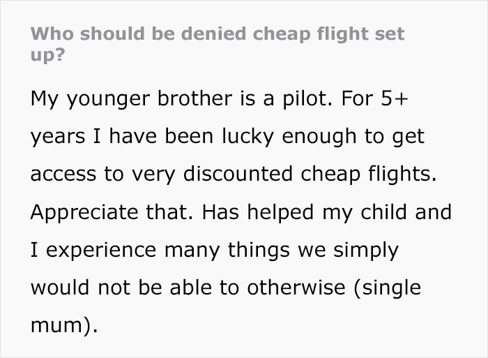 Single Mom Wonders If She’s A Jerk For Expecting Her Pilot Brother To Keep Giving Her Cheap Tickets