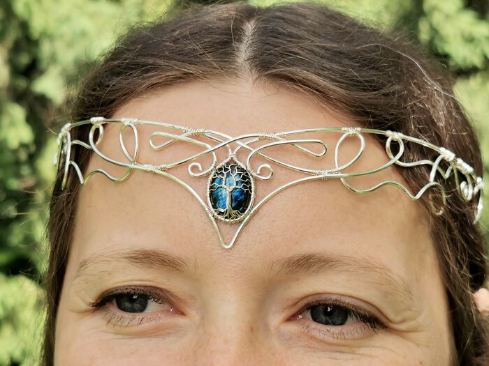 I Made An Elven Crown With Wire And A Labradorite Gemstone