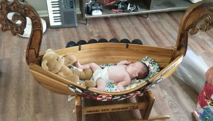 Longship Cradle I Made For My First Grandchild Is Complete