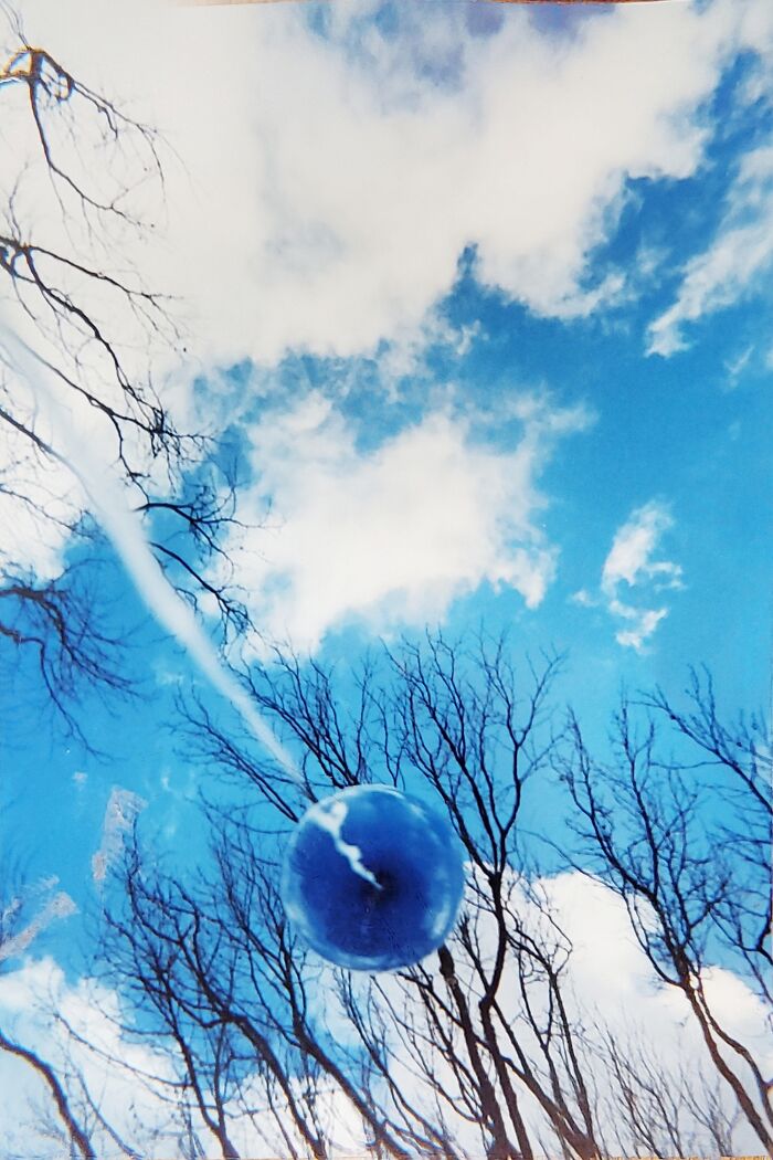 Sky-Colored Play Ball With Sky Background