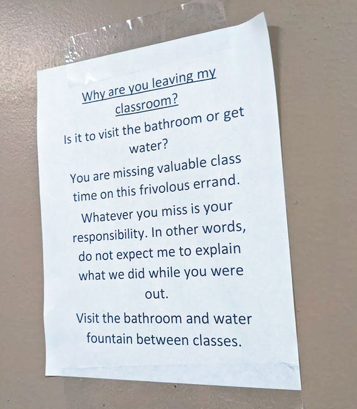 This Sign Is On A High School Classroom Door