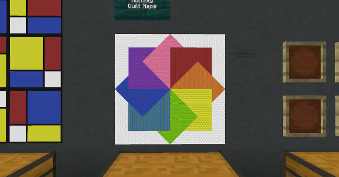 Color Wheel Quilt Replicated As A Minecraft Map Art