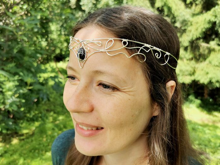 I Made An Elven Crown With Wire And A Labradorite Gemstone