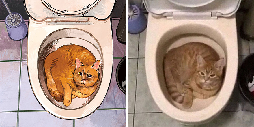 33 Of The Funniest Internet-Famous Cat Pics Get Illustrated By Catwheezie (New Pics)