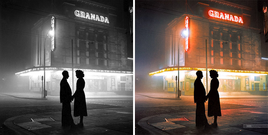 A Young Woman Talks To Her Boy Friend After Her Evening's Work As A Cinema Usherette. Photographed By Bert Hardy, Engand, 1954