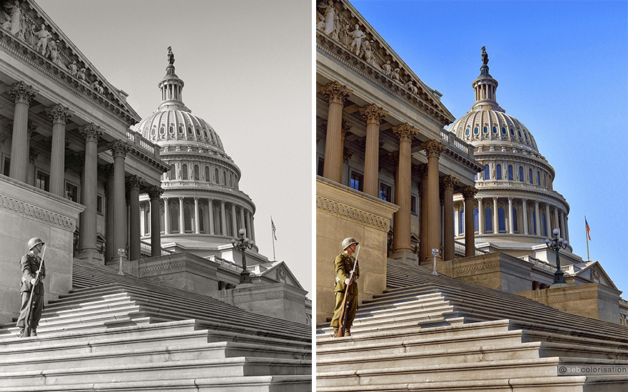 Sentry Posted Outside Of House Chamber, U.S. Capitol, East Front. Washington, D.c., 1942. Office Of War Information