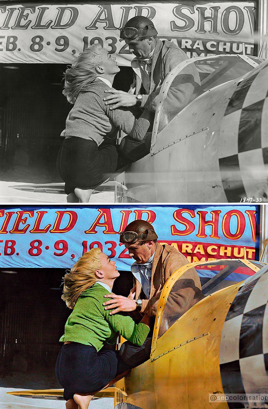 Dorothy Malone And Robert Stack In The Film "The Tarnished Angels" By Douglas Sirk, 1958