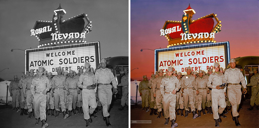 Nevada Test Site Forces Relaxing On A Military Leave In Las Vegas, Photographed In 1950