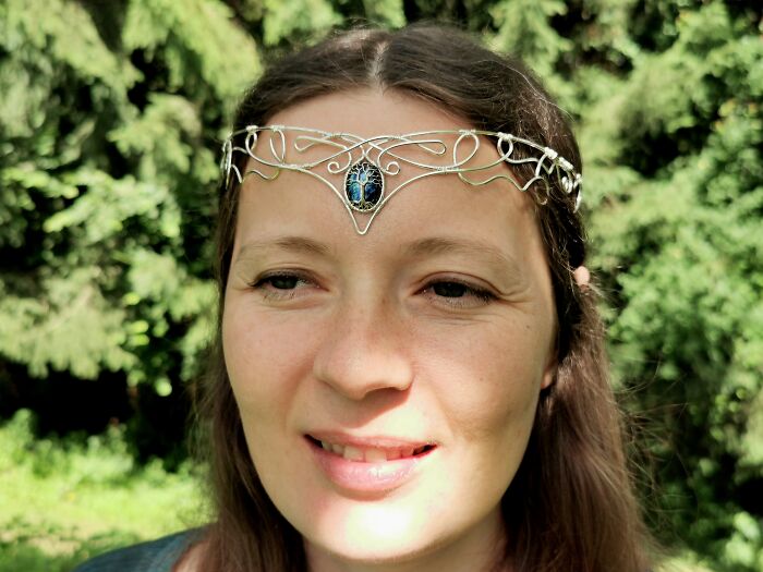 I Made An Elven Crown With Wire And A Labradorite Gemstone