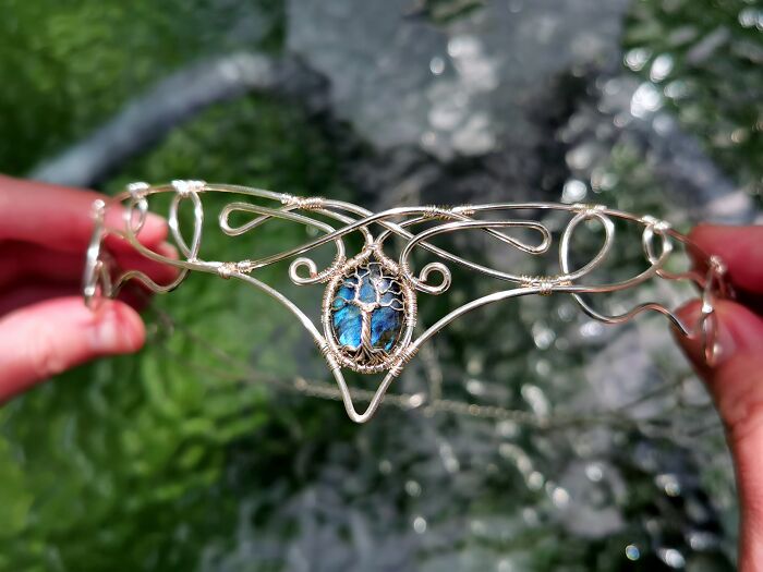 I Made An Elven Crown With Wire And A Labradorite Gemstone