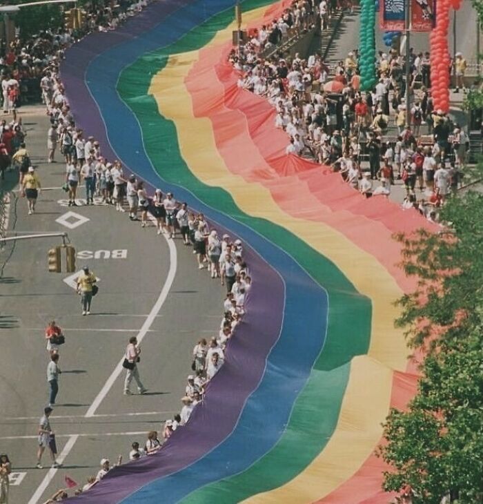 In 1994, Gilbert Baker Created A Mile-Long Rainbow Flag For The 25th Anniversary Of The Stonewall Riots