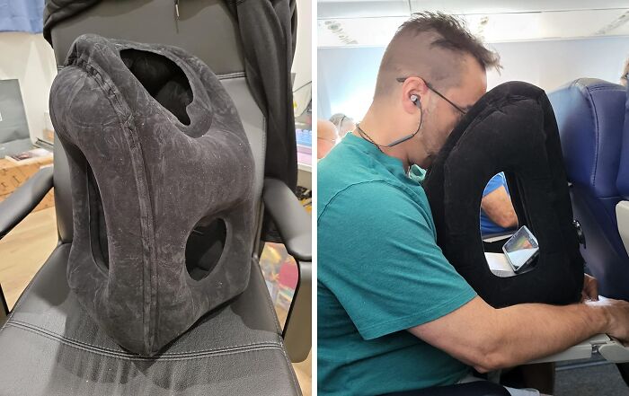 You Might Look A Bit Weird, But This Inflatable Travel Pillow Will Give You The Best Sleep On A Plane