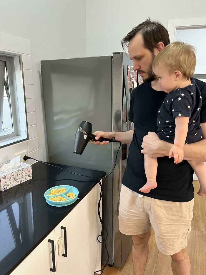 Dad Pro Tip: Super Hot Food Can Be Cooled With A Hairdryer