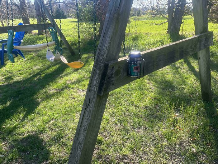 Dad Hack - Installed Cup Holders On Swing Set