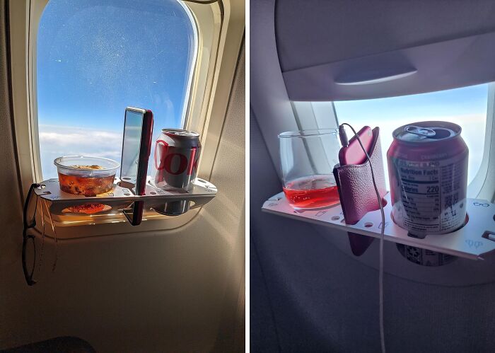 An Airplane Window Organization Station Turns Your Cattle Class Seat Into A Business Class Experience