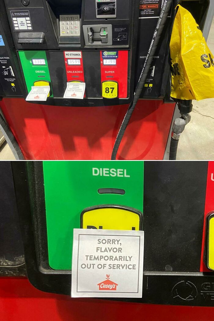 Put The Signs On The Fuel Pumps, Boss!
