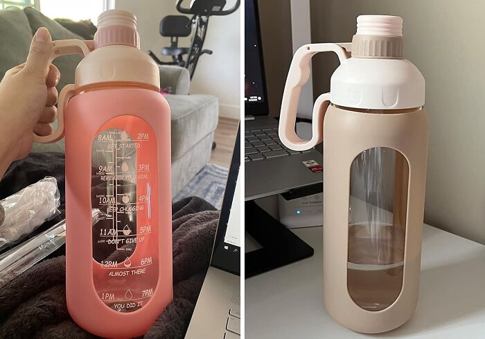 You Can Keep An Eye On Your Bestie's Hydration Levels With This Glass Water Bottle With Straw 