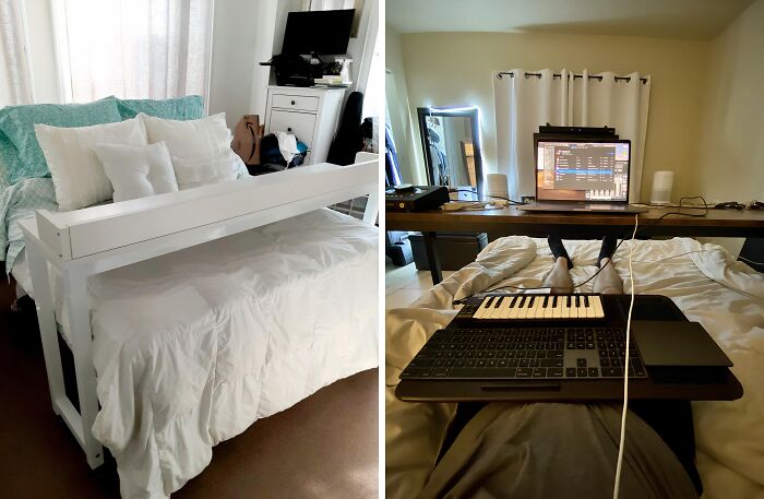 Think Getting Out Of Bed Is Hard? Try It After You Have This Overbed Table With Wheels . Impossible 