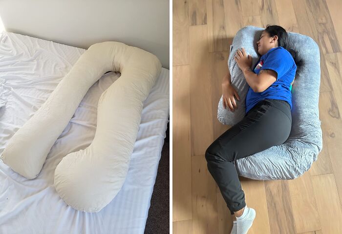 A U-Shape Full Body Pillow Isn't Just For Pregnant People Anymore. Can We Hear It For The Single People In The Back!