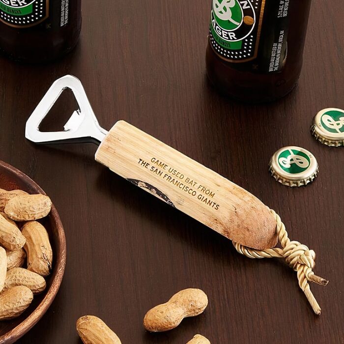 A MLB Used Baseball Bat Bottle Opener Is The Ultimate Accessory For His Man Cave