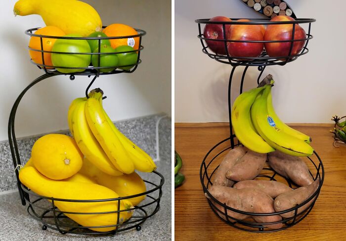 This 2-Tier Countertop Fruit Vegetables Basket Is The Last Produce Holder You Will Ever Need