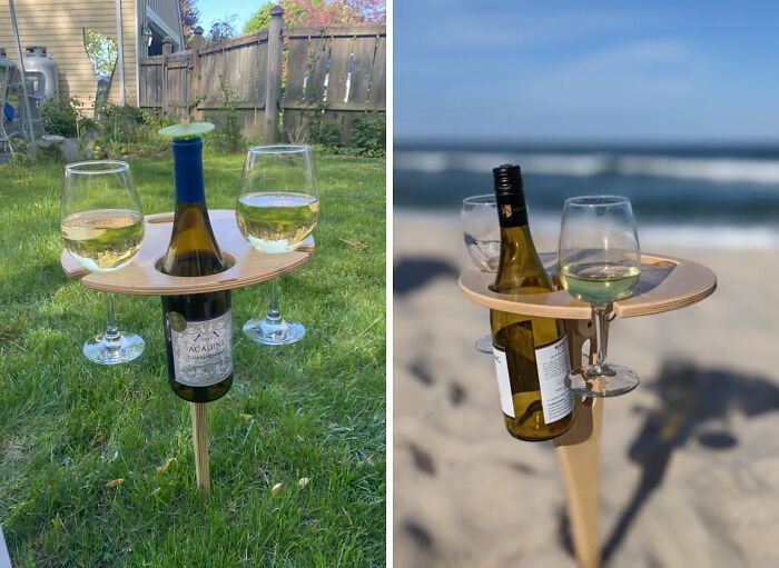 An Outdoor Wine Table Will Keep Your Drinks Upright In All The Unusual Places You Like To Sit