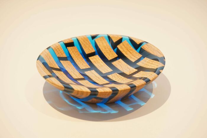 The Wood Brick Bowl! I Cast These Oak "Bricks" In Blue Resin And Turned Them Down To A Bowl. What Do You Think?