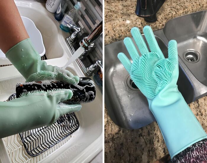 Your Dishes Will Practically Wash Themselves With Dishwashing Cleaning Sponge Gloves