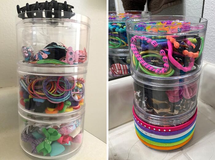 Conquer Hair Accessory Chaos With This Stackable Clear Plastic Container
