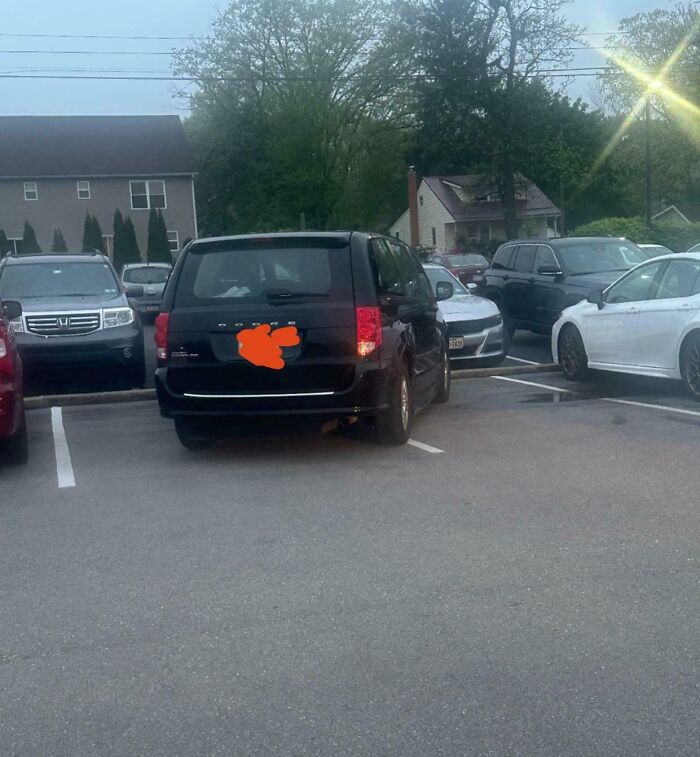 Saw A Car Actually Parked Like This In A Crowded Restaurant Parking Lot