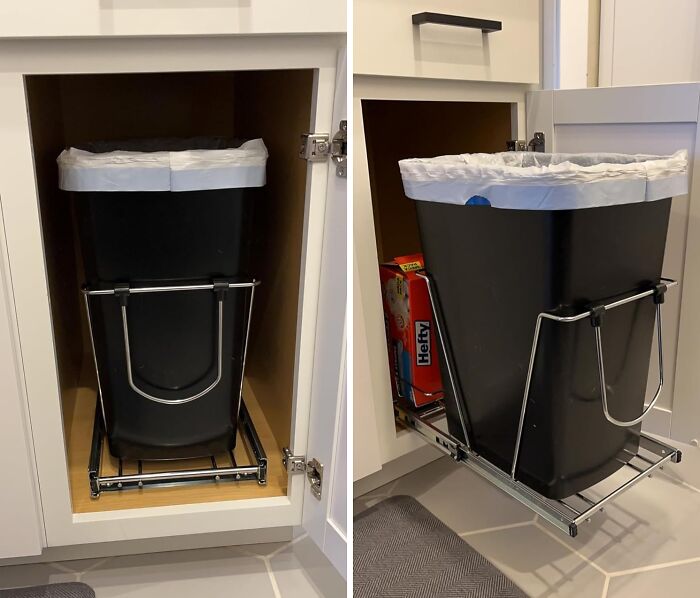 Having Our Garbage Out In The Open Looks A Little Trashy So Try This Pull Out Bin For Under Kitchen Cabinets Instead