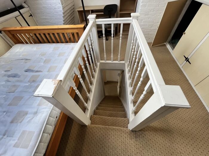 These Were The Stairs In My Daughter’s University House. It Was A Lovely Victorian House. It Was No Fun Getting Her Belongings In And Out! Shes 5’10, How She Survived Negotiating Those Whilst A Bit Tipsy And Never Knocked Herself Out On The Doorframe Is Beyond Me!