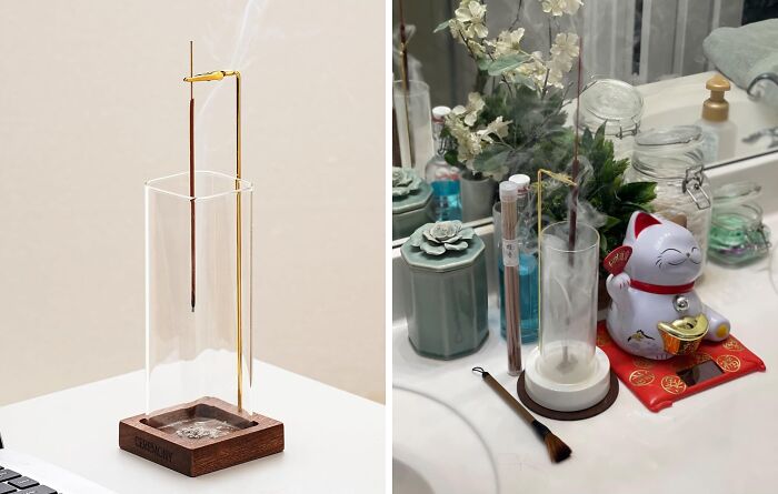 This Wooden Incense Holder With A Glass Ash Catcher  Is A Much More Stylish Version Than The Flat Wooden Kind That Is Sure To Cause A Mess