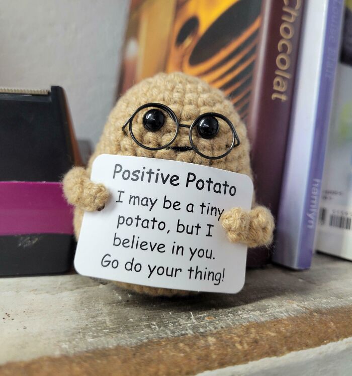 One Of My Coworkers Brought This Cute Little Motivator Into Work For Us