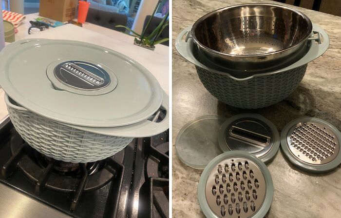 Strain, Mix, Rinse, Repeat: The 4-1 Colander With Mixing Bowl Set Does It All! 