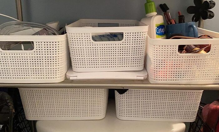 Basic As They May Seem, A Solid Woven Plastic Basket  Is An Organizational Must