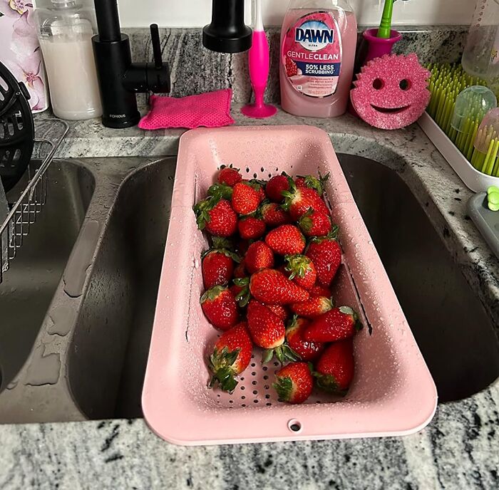 The Over The Sink Colander Makes Straining A Breeze, Saving Counter Space And Preventing Messy Spills