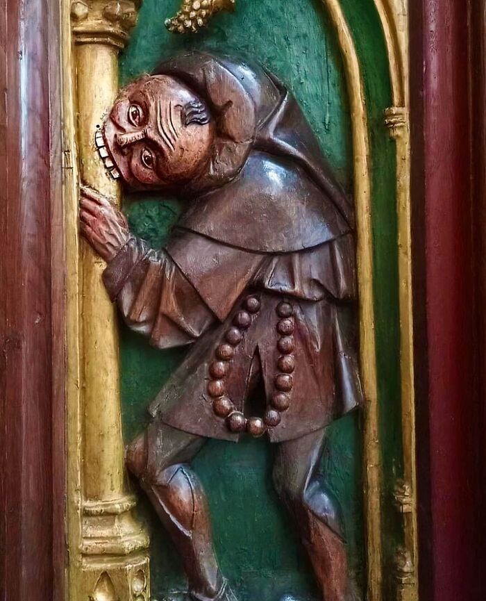 The Pillar-Biter, 1509-1517 Seen On The Lower Part Of The Choir Screen Of St. Bavo Church In Haarlem, The Netherlands