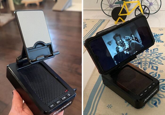 Tired Of Tinny Phone Audio? This Cell Phone Stand With Speaker Pumps Up The Volume And Your Viewing Experience