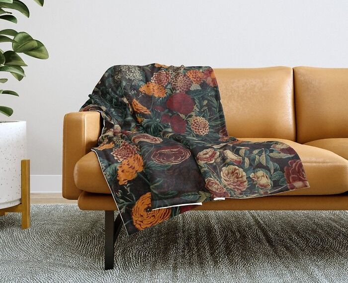 exotic Garden Throw Blanket: Snuggle Up With Vibrant Blooms And Lush Foliage And Vintage Style