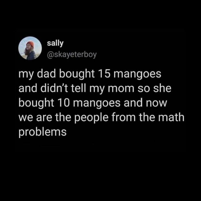 Millennial meme about buying mangoes and math problem humor.