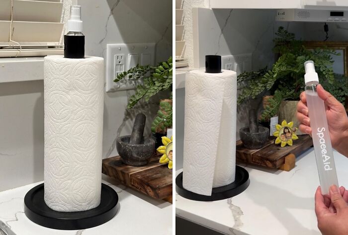 This 2-In-1 Paper Towel Holder With Spray Bottle Is A Cleaning Power Couple