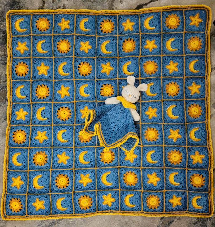 Celestial Baby Blanket With Matching Lovey 