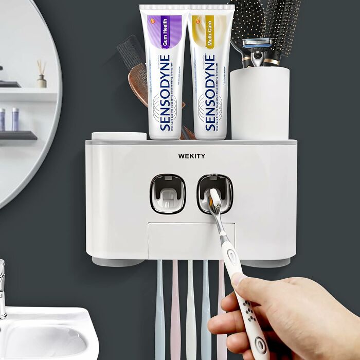 This Wall Mounted Toothbrush Holder And Toothpaste Dispencer Is The Most Hygienic Option For Something You Put In Your Mouth Every Day