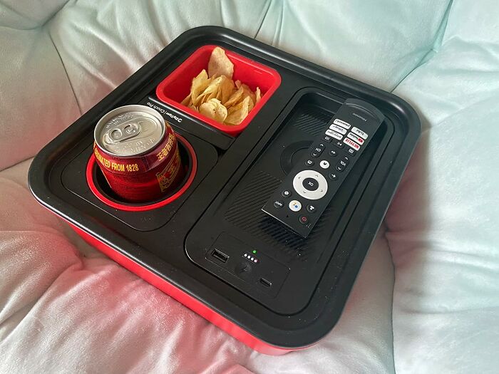 Sip, Snack, And Charge All In One Spot With This TV Caddy 