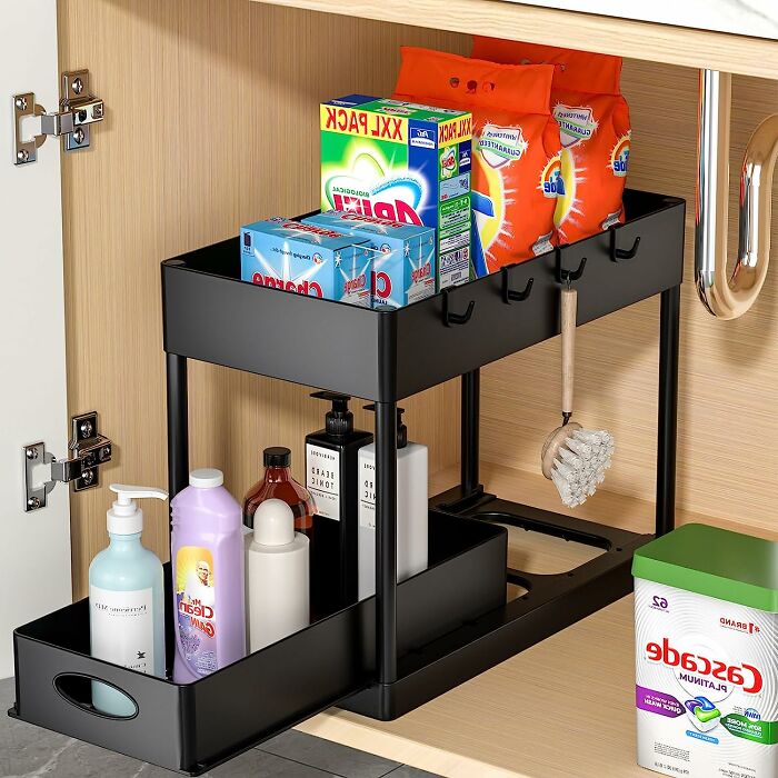 Say Goodbye To Awkward Reaching And Hello To Smooth Sliding With The Sliding Cabinet Organizer