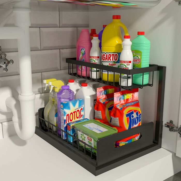 No More Rummaging Through A Jumble Of Bottles And Sponges! The Under Sink Organizer Brings Order To Your Under-Sink Area