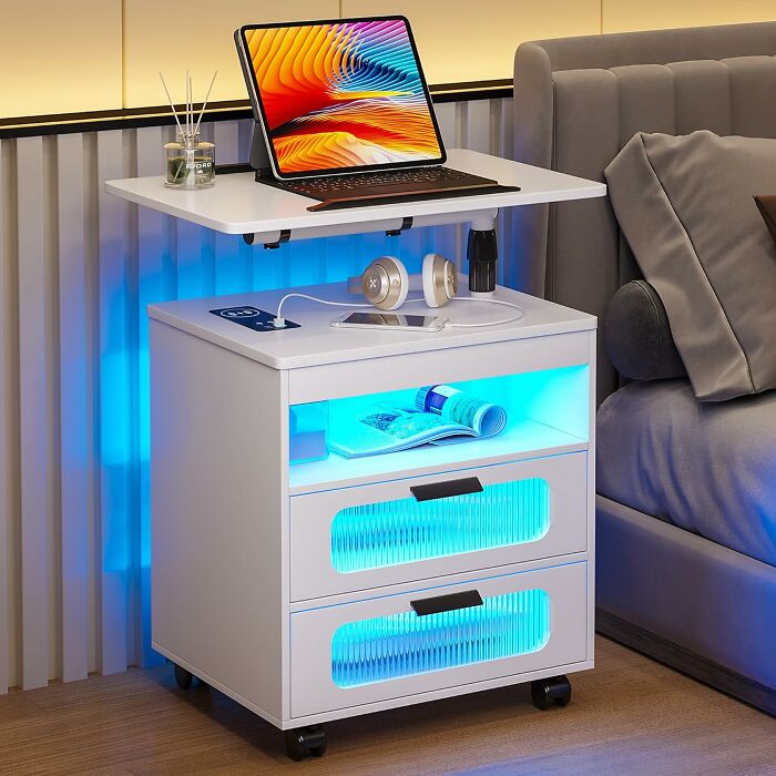 If You Life Isn't Tech Filled Enough For Your Liking, Try Out This Nightstand With Wireless Charging Station For Size