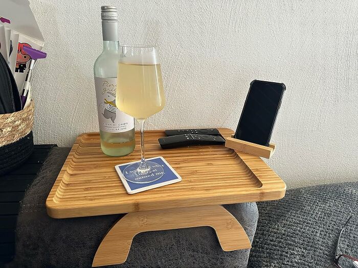 Snacks, Drinks, And Netflix: This Bamboo Sofa Clip On Side Table Is The Ultimate Couch Companion