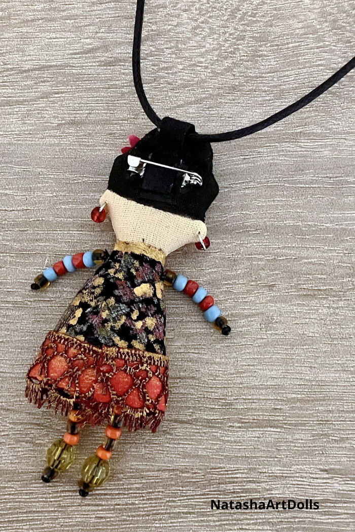 My Handmade Brooch, Pendant, Necklace Frida Art Doll